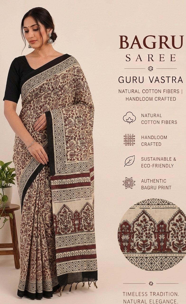 Mridula – Handcrafted Bagru Handloom Cotton Saree