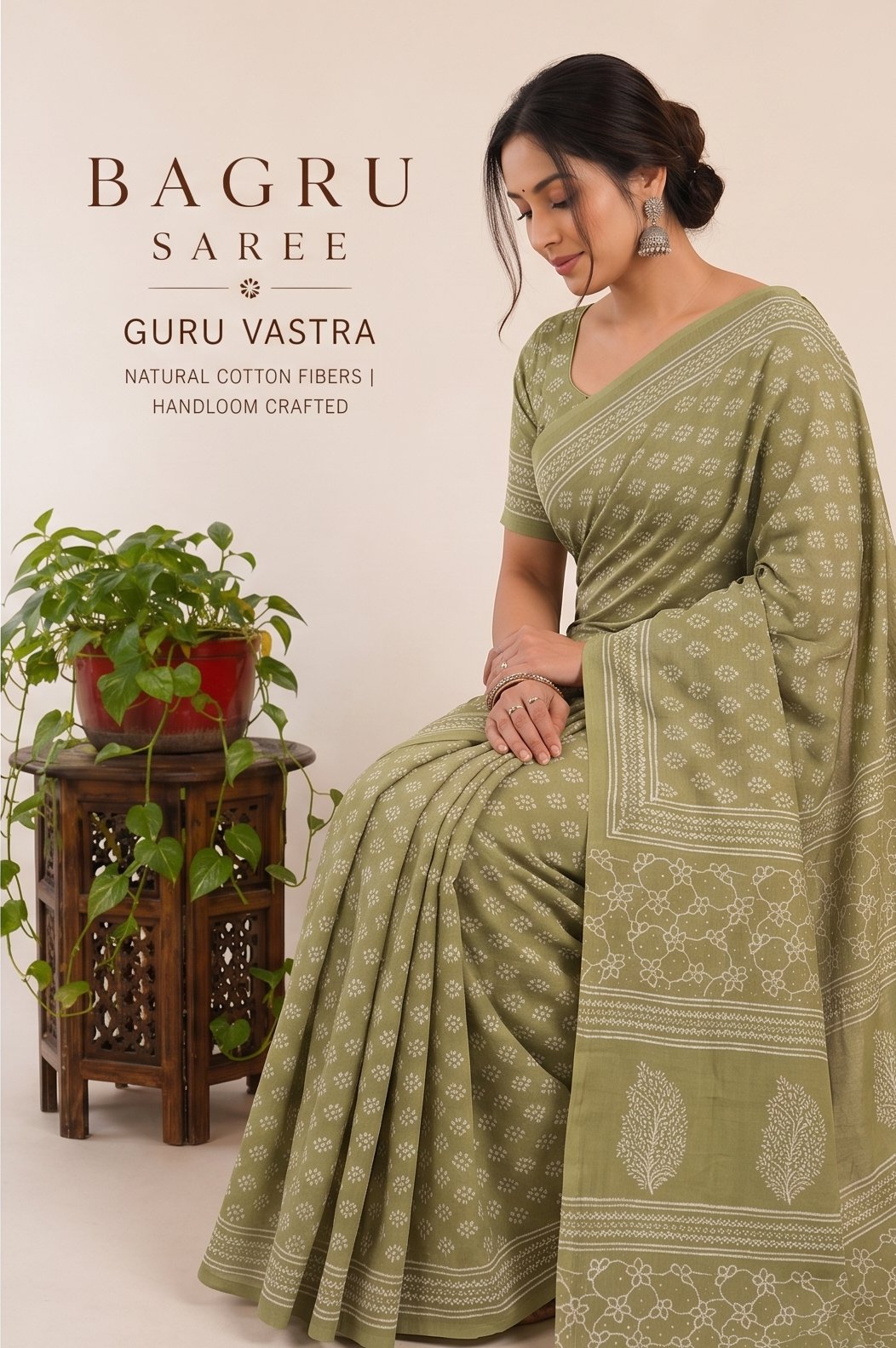 Vasundhara – Handcrafted Bagru Handloom Mull Cotton Saree